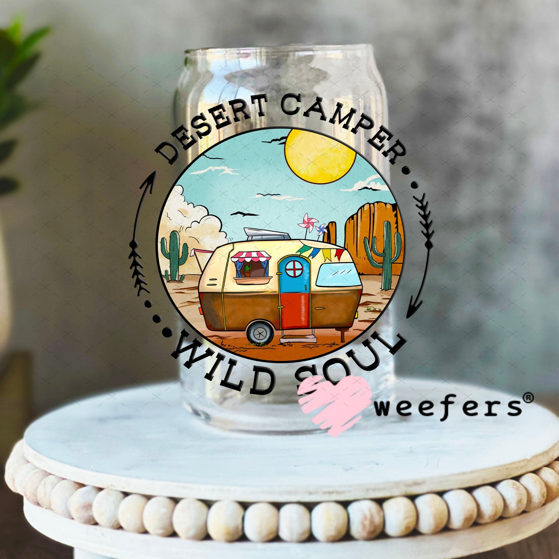 UV DTF Decal - Desert Camper Wild Soul 16oz Libbey Glass Original Size Weefers