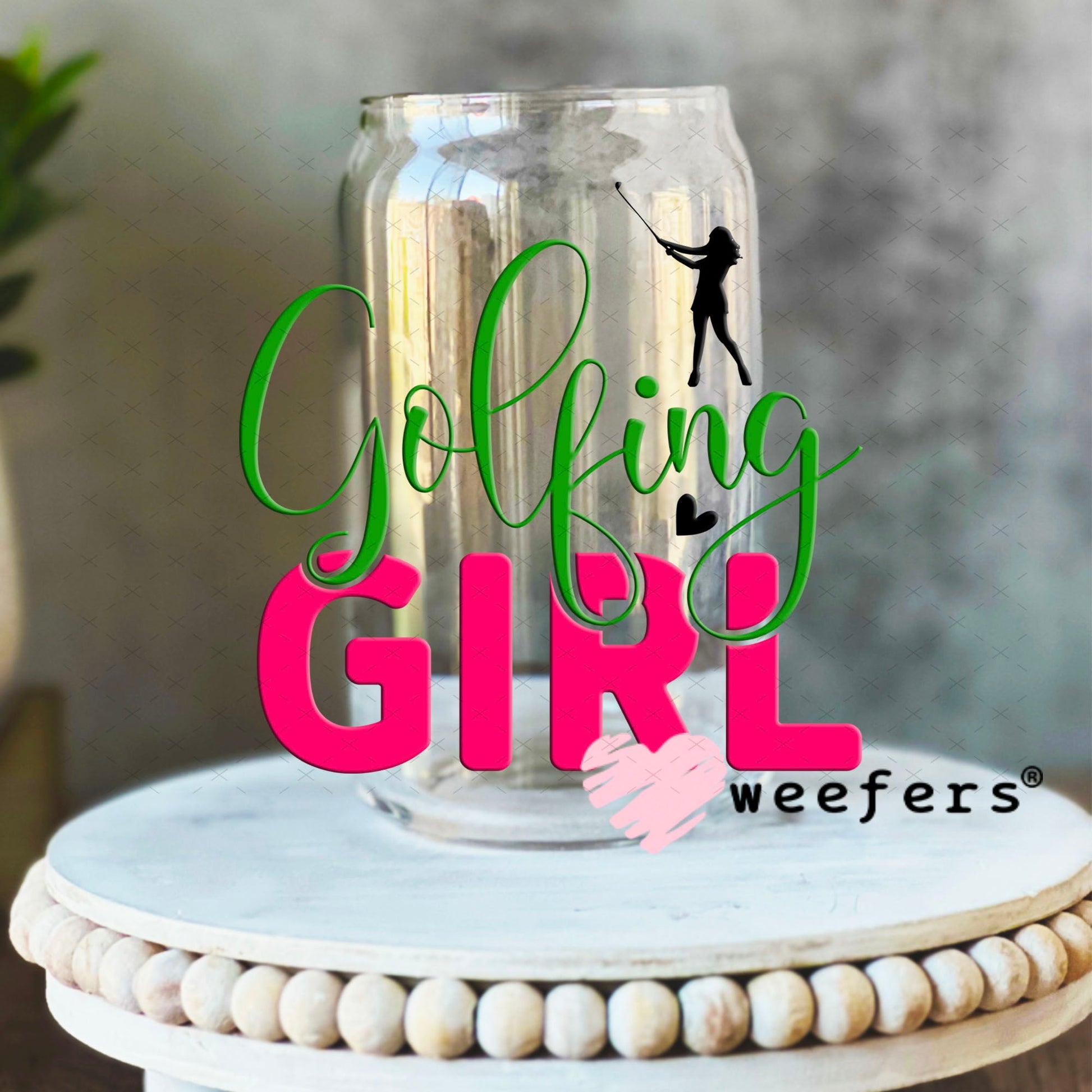 UV DTF Decal - Golfing Girl 16oz Libbey Glass Original Size Weefers