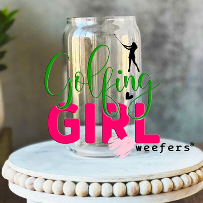 UV DTF Decal - Golfing Girl 16oz Libbey Glass Original Size Weefers