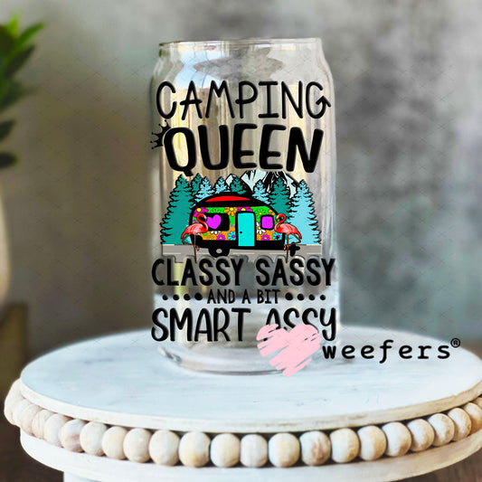 UV DTF Decal - Camping queen 16oz Libbey Glass Original Size Weefers