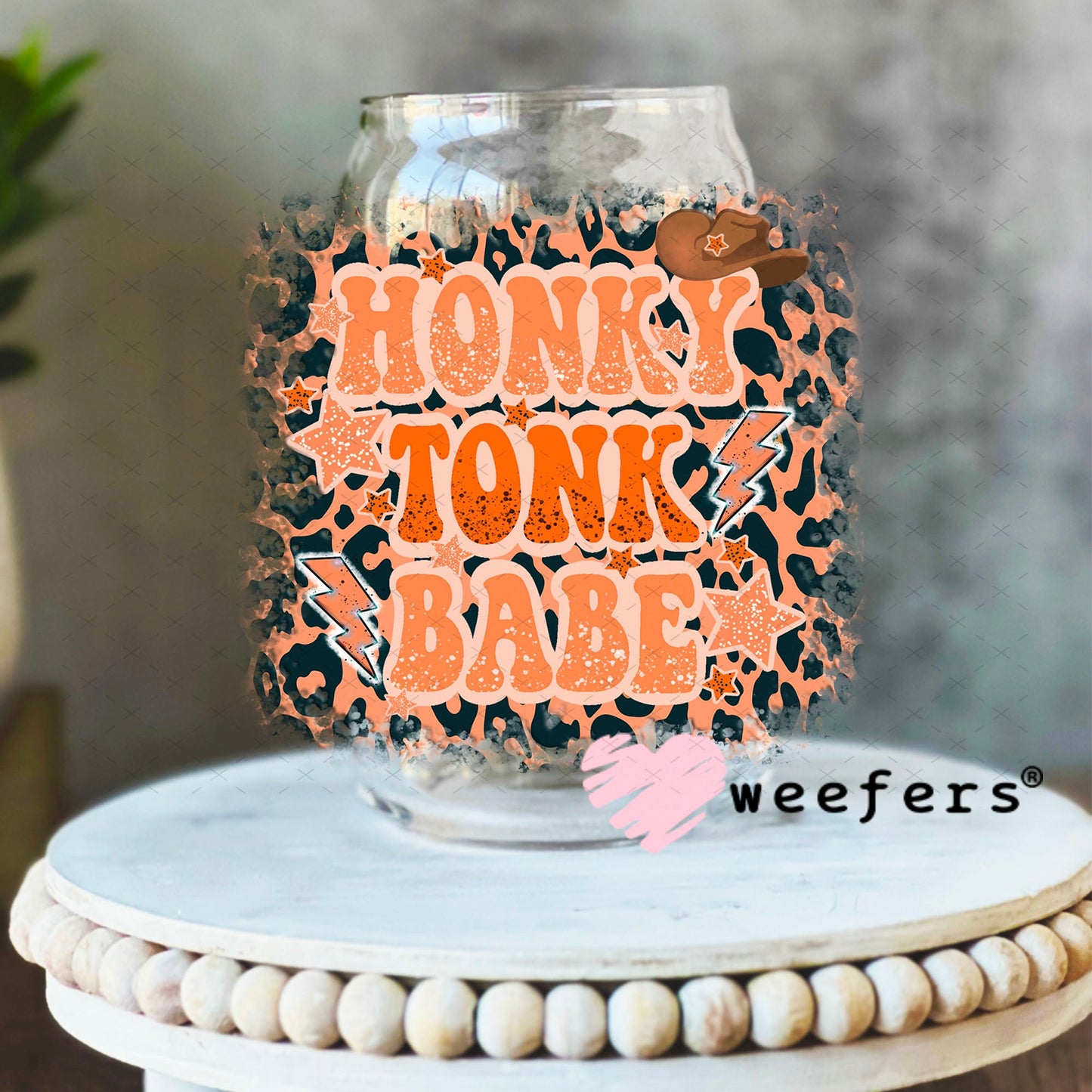 UV DTF Decal - Honky Tonk Babe 16oz Libbey Glass Original Size Weefers