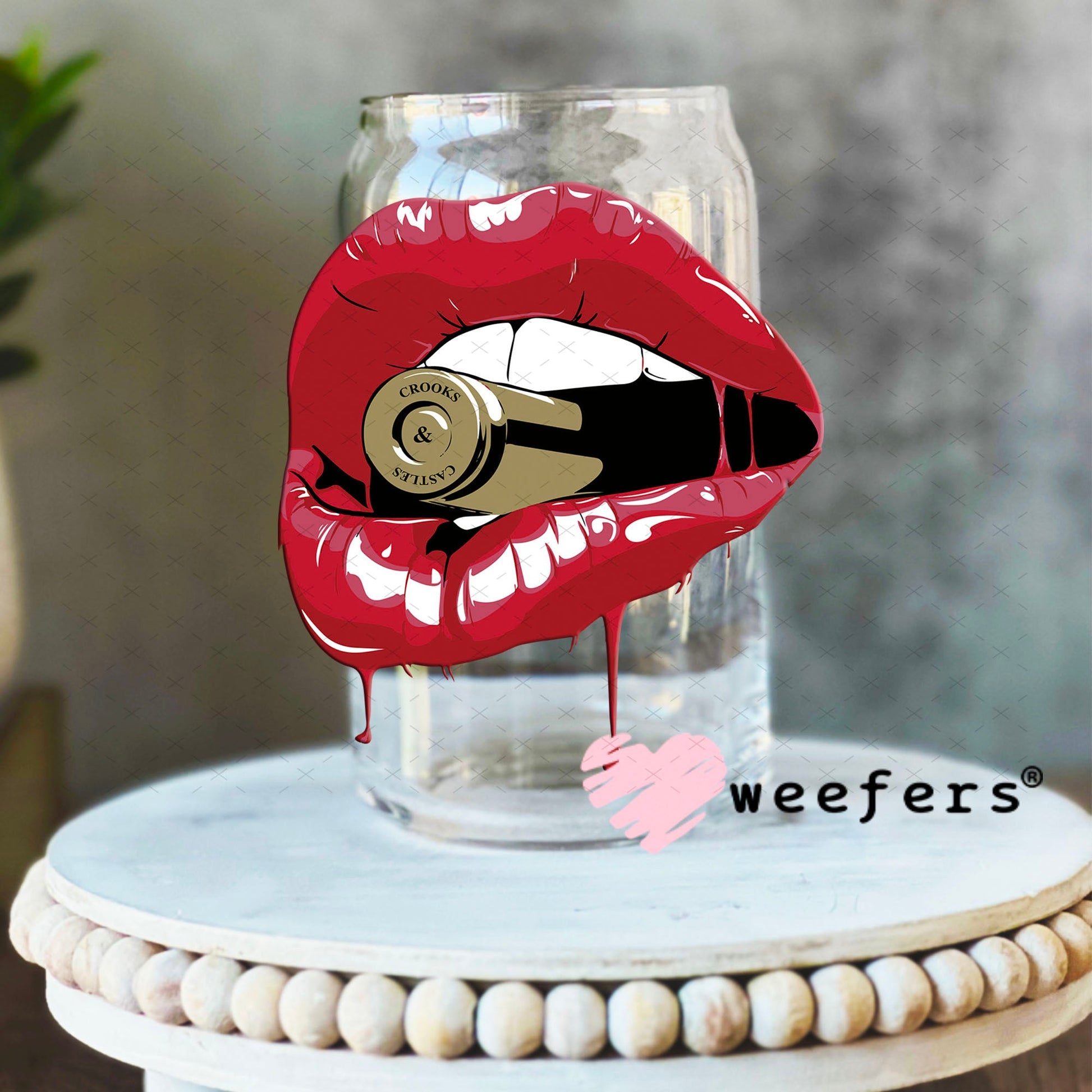 UV DTF Decal - Bite the Bullet 16oz Libbey Glass Original Size Weefers