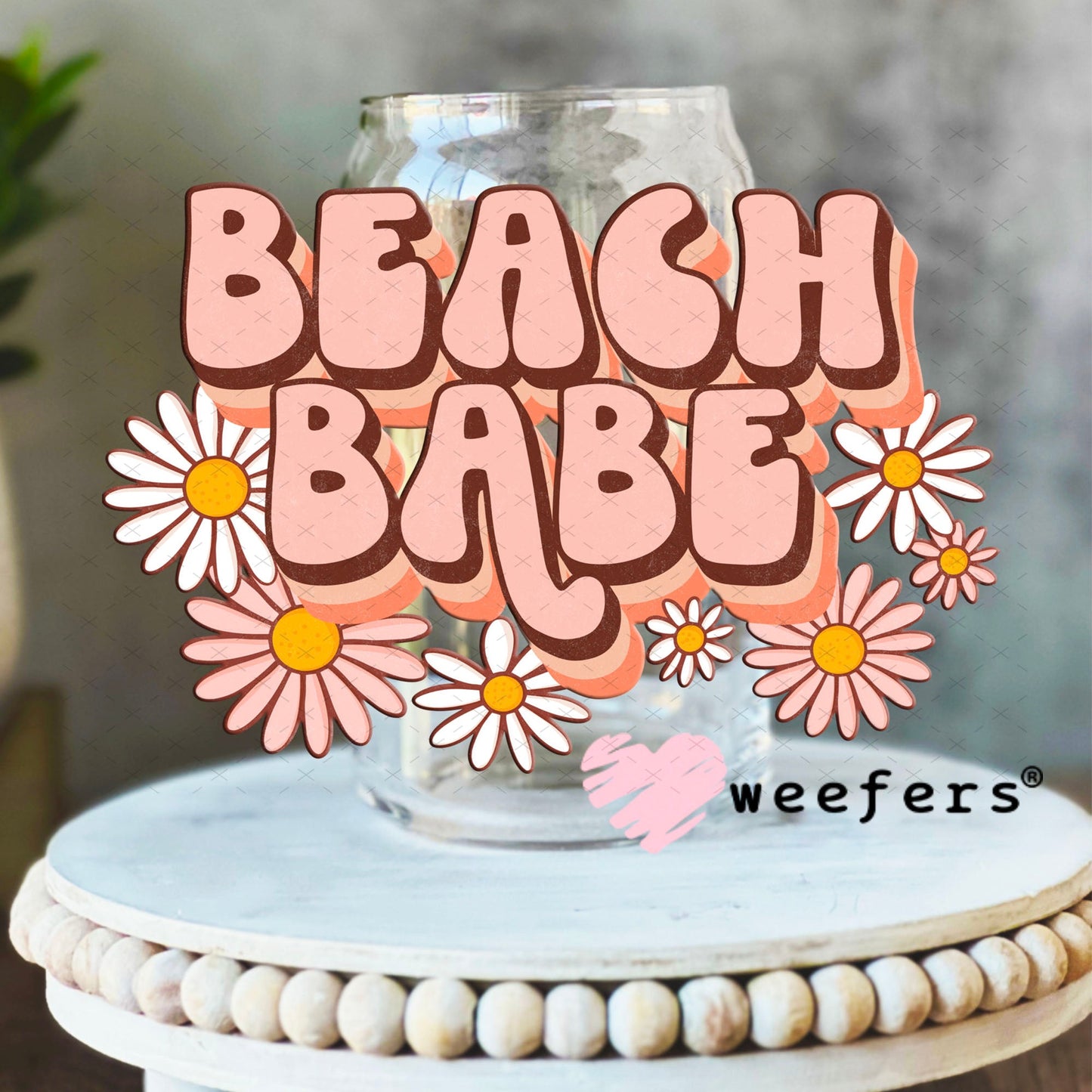 UV DTF Decal - Beach Babe 16oz Libbey Glass Original Size Weefers