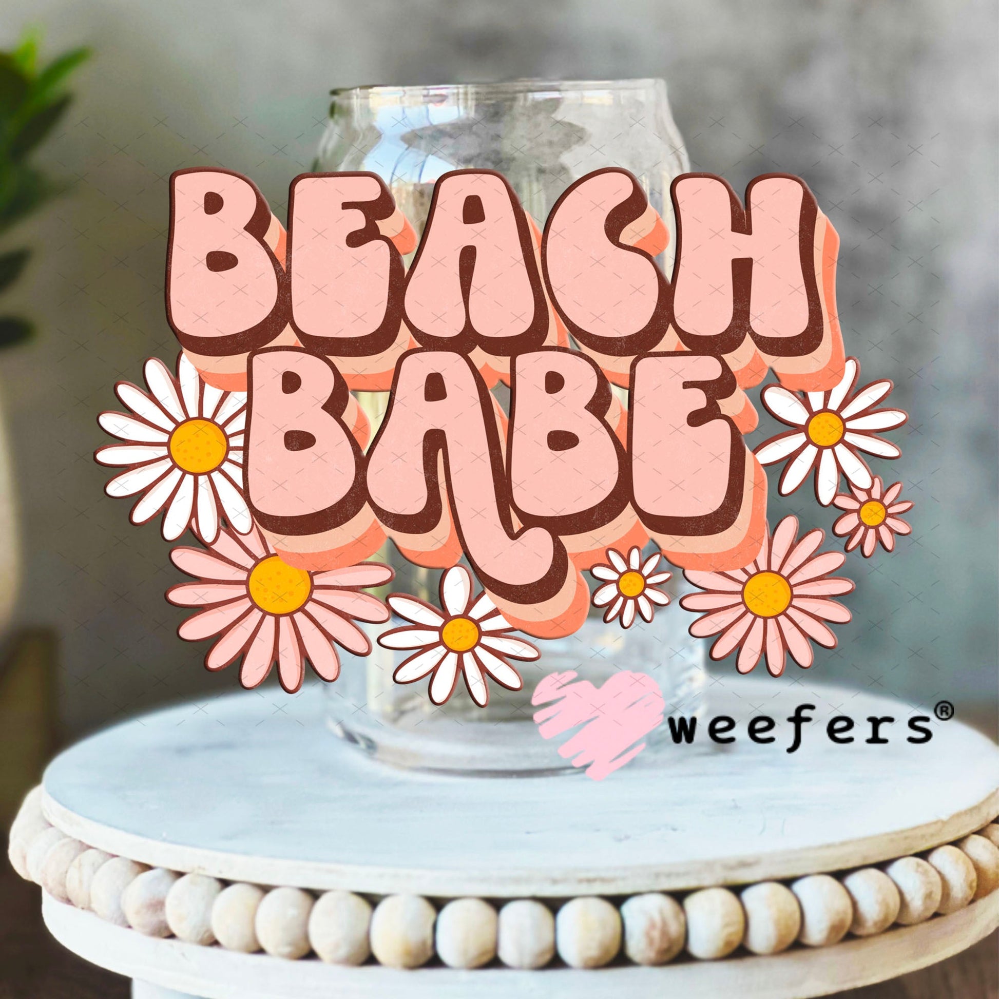 UV DTF Decal - Beach Babe 16oz Libbey Glass Original Size Weefers