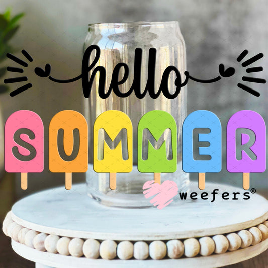 UV DTF Decal - Hello Summer 16oz Libbey Glass Original Size Weefers