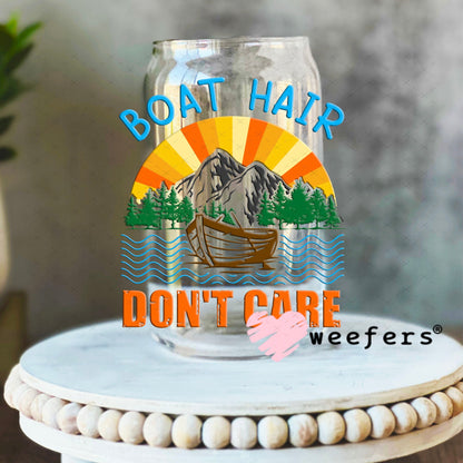UV DTF Decal - Boat Hair Don't Care 16oz Libbey Glass Original Size Weefers