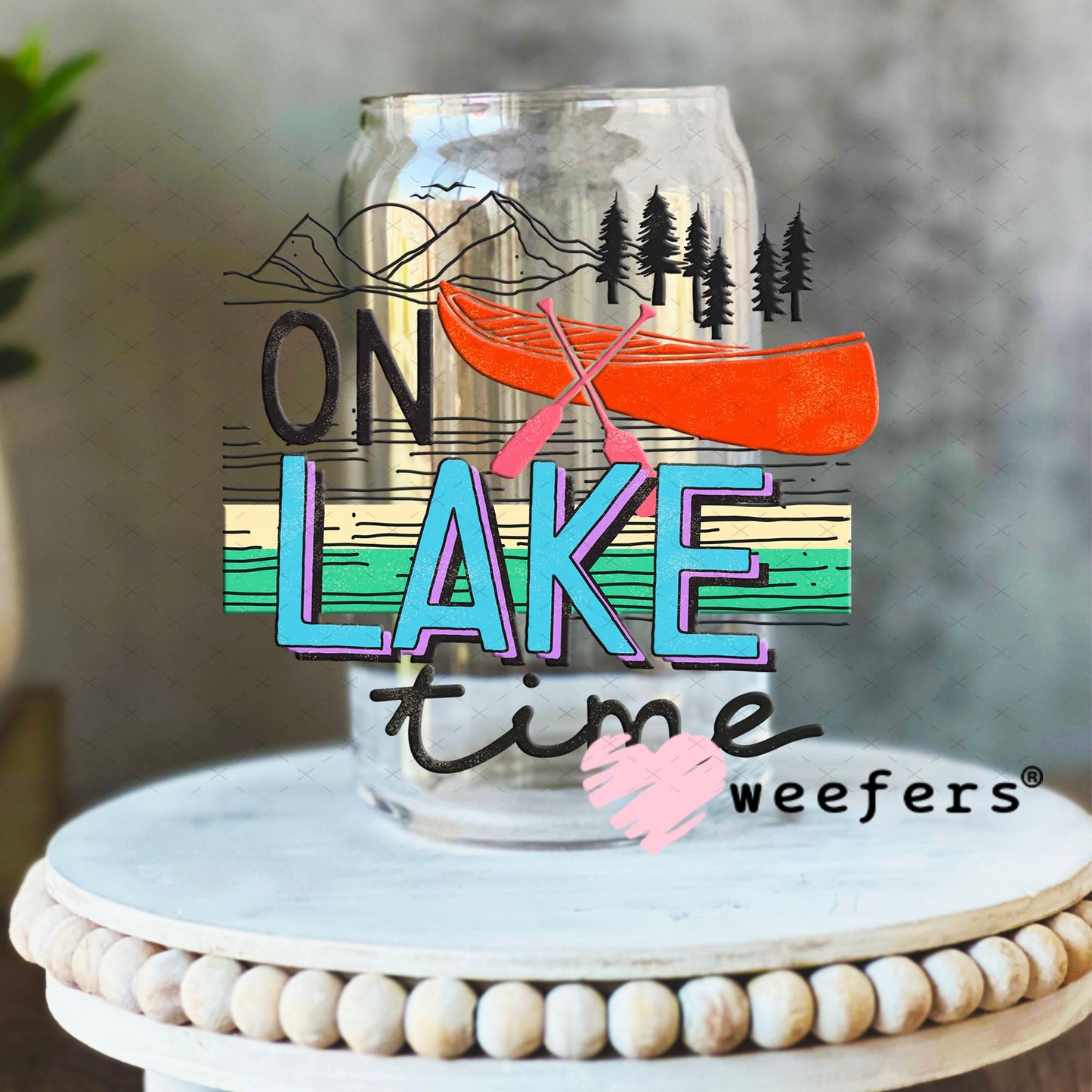 UV DTF Decal - On Lake Time 16oz Libbey Glass Original Size Weefers