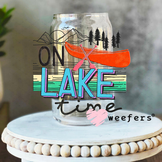 UV DTF Decal - On Lake Time 16oz Libbey Glass Original Size Weefers