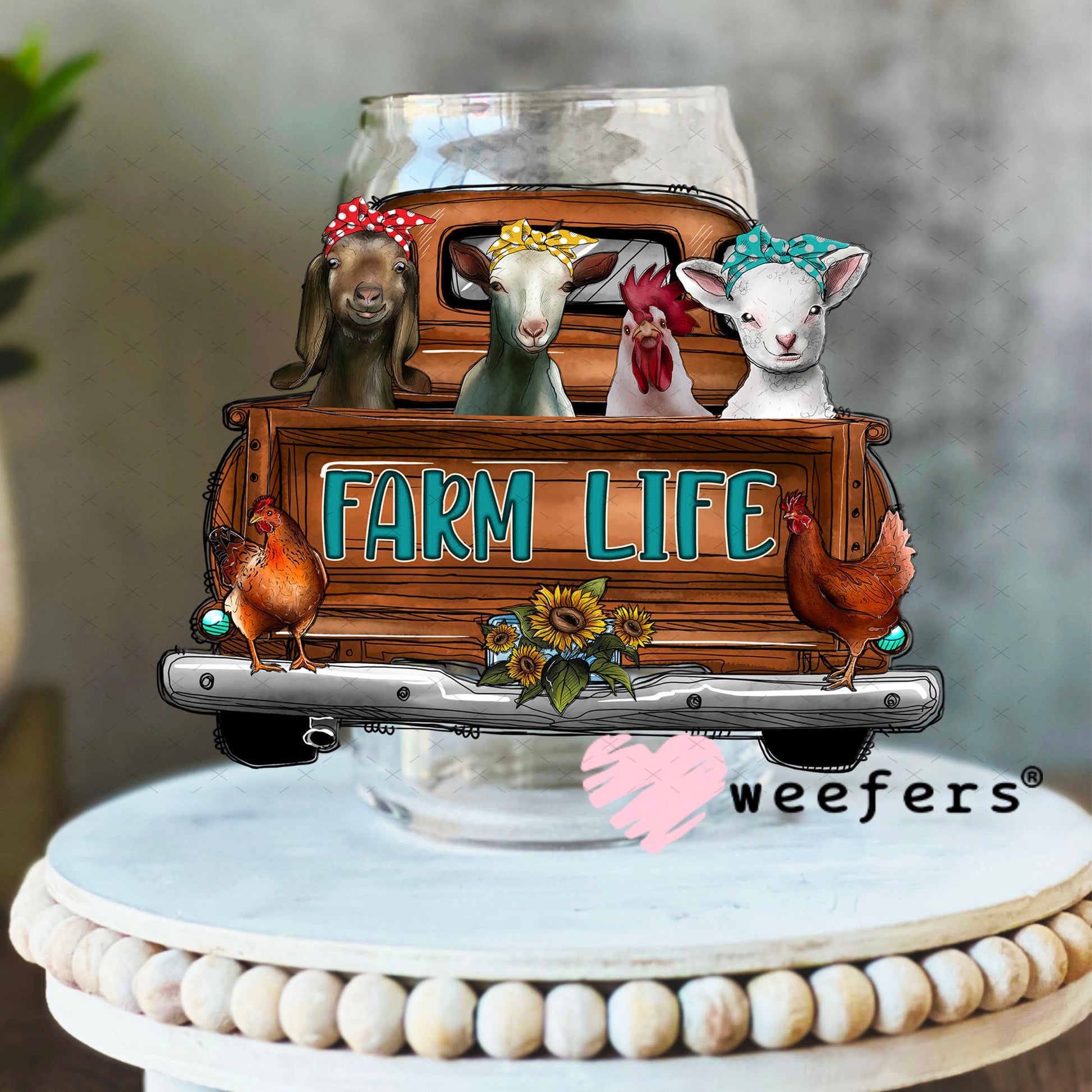 UV DTF Decal - Farm Life 16oz Libbey Glass Original Size Weefers