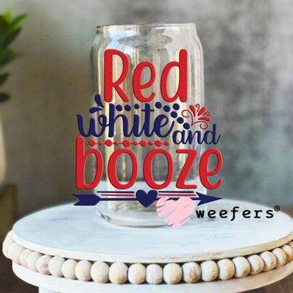 UV DTF Decal - Red White and Booze 16oz Libbey Glass Original Size Weefers