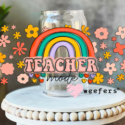 UV DTF Cup Wraps - Teacher mode 16oz Libbey Glass Original Size Weefers
