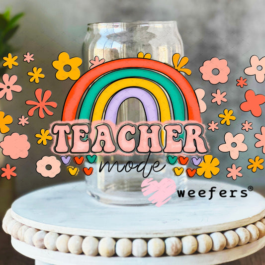 UV DTF Cup Wraps - Teacher mode 16oz Libbey Glass Original Size Weefers