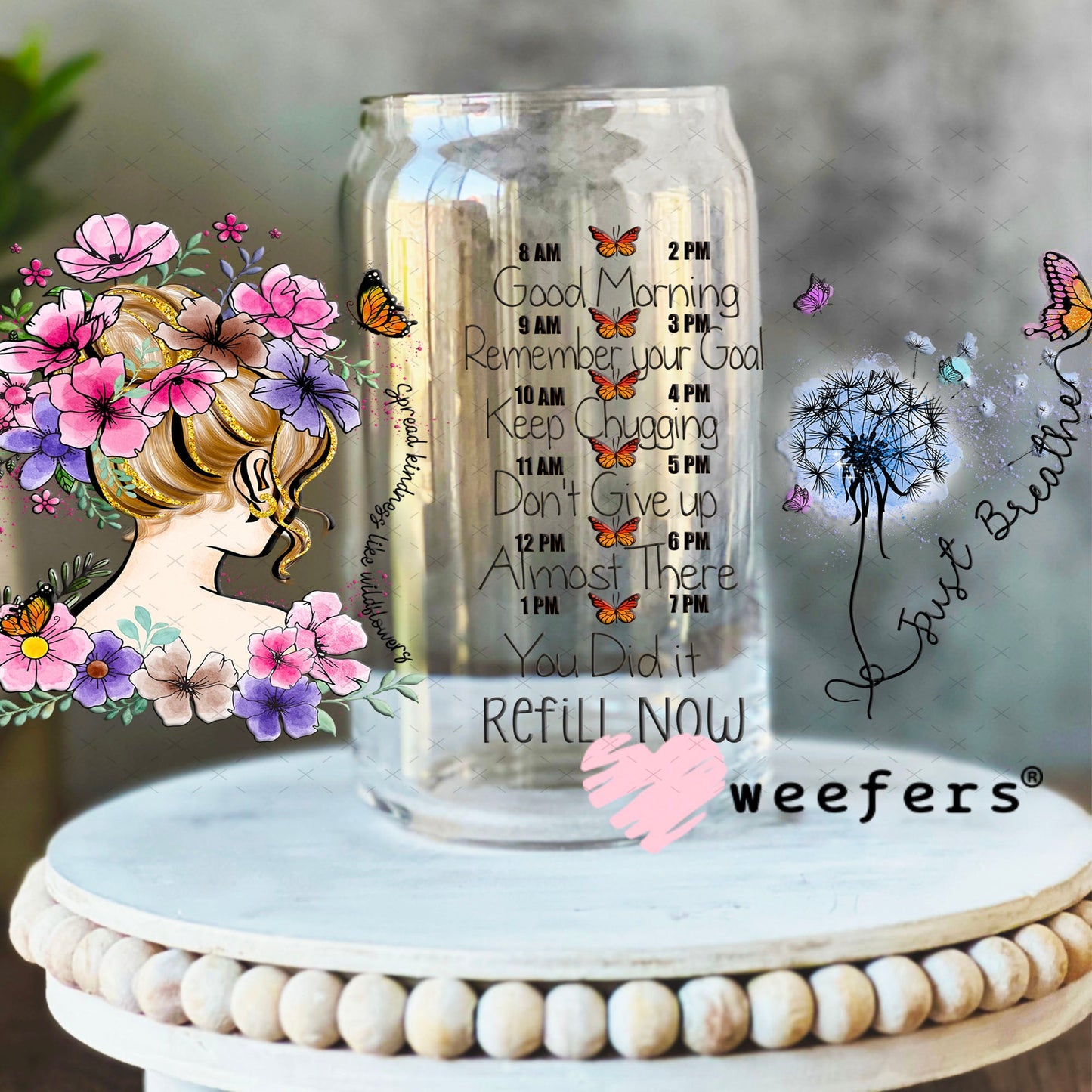UV DTF Cup Wraps - Just Breath 16oz Libbey Glass Original Size Weefers