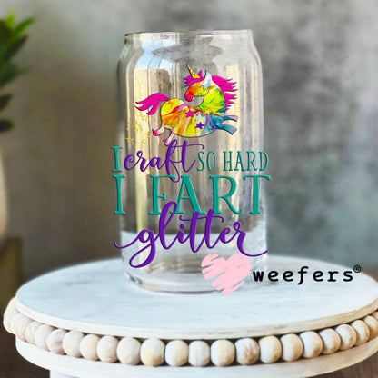 UV DTF Decal - I Craft So Hard I fart Glitter 16oz Libbey Glass Original Size Weefers