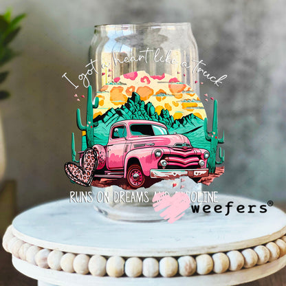 UV DTF Decal - Heart Like a Truck 16oz Libbey Glass Original Size Weefers