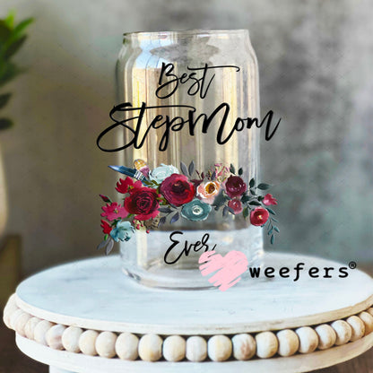 UV DTF Decal - Best Step Mom Ever 16oz Libbey Glass Original Size Weefers