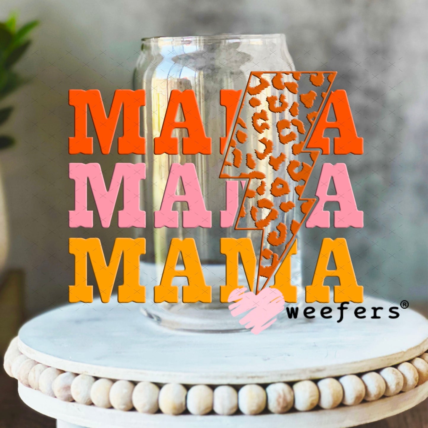 UV DTF Decal - Mama Pink Peach 16oz Libbey Glass Original Size Weefers