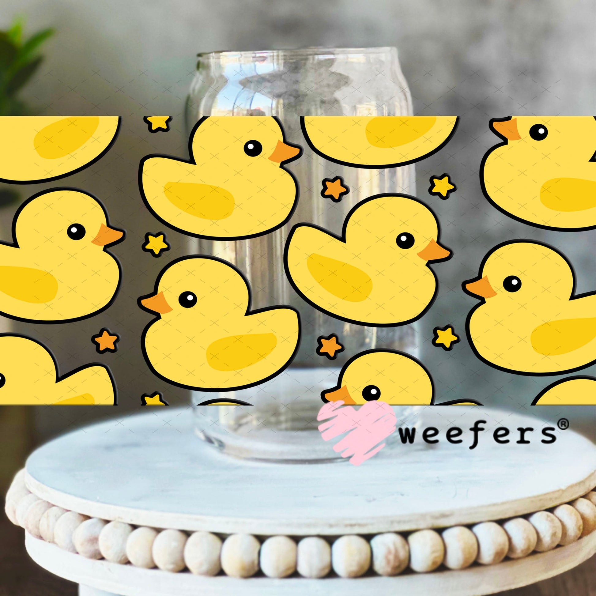 UV DTF Cup Wraps - Ducks Friends 16oz Libbey Glass Original Size Weefers