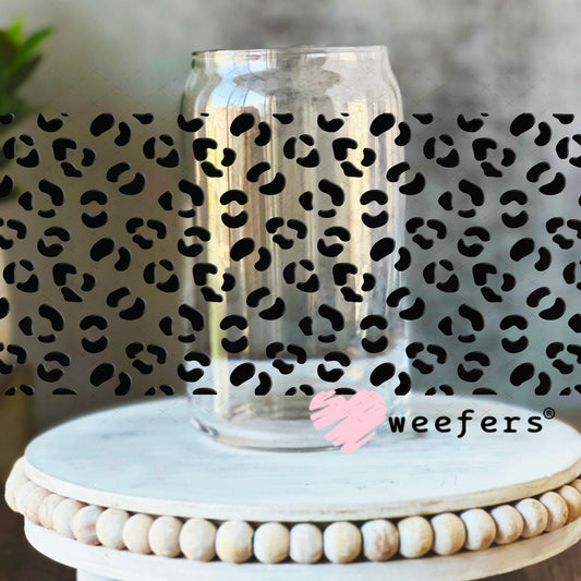 UV DTF Cup Wraps - Black Cheetah Print 16oz Libbey Glass Original Size Weefers