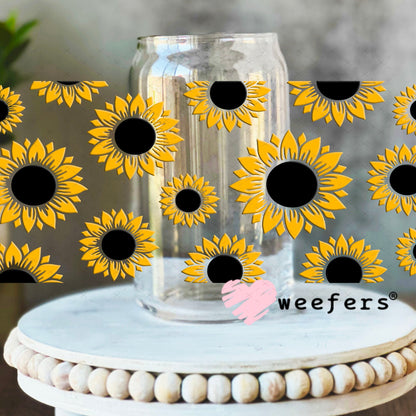 UV DTF Cup Wraps - Sunflowers 16oz Libbey Glass Original Size Weefers