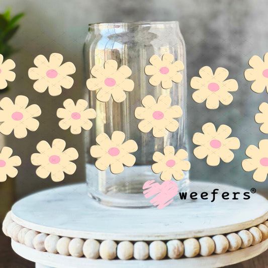 UV DTF Cup Wraps - Peach Daisies 16oz Libbey Glass Original Size Weefers