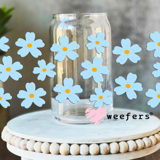 UV DTF Cup Wraps - Blue Daisies 16oz Libbey Glass Original Size Weefers
