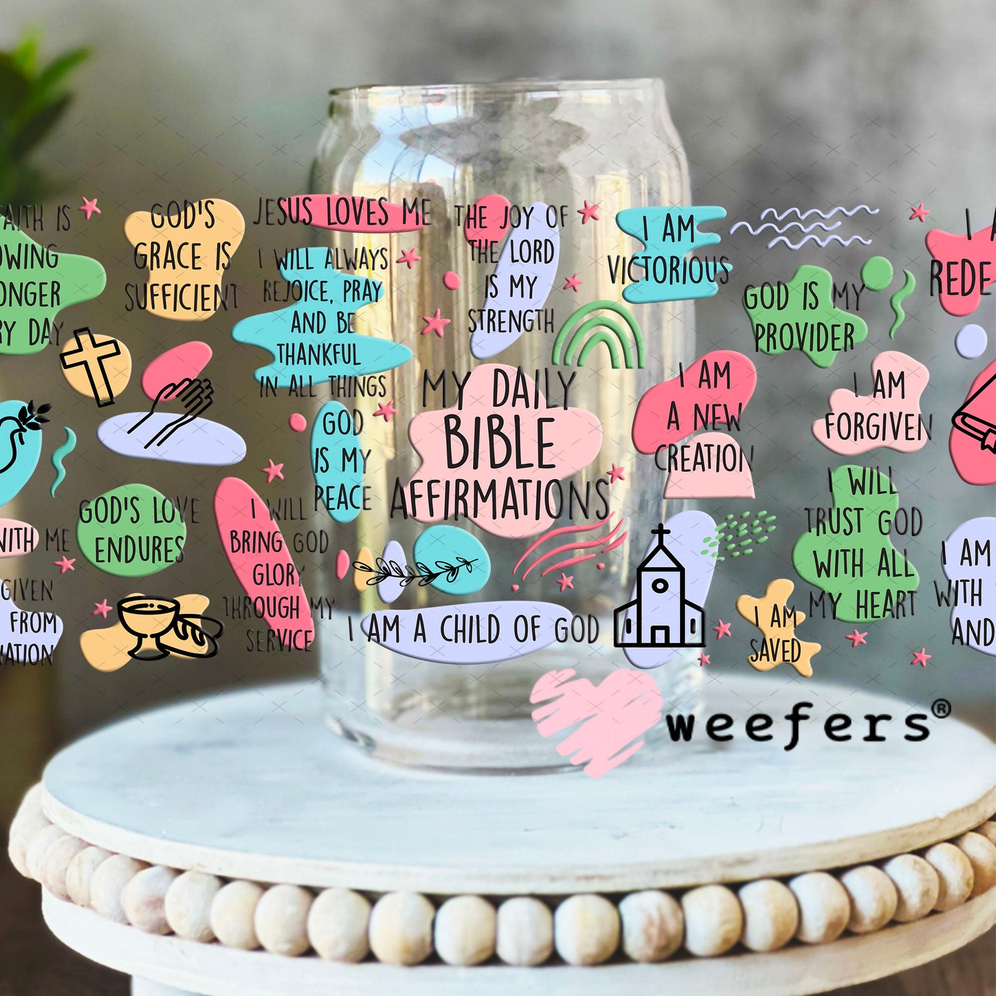 UV DTF Cup Wraps - My Daily Bible Affirmations 16oz Libbey Glass Original Size Weefers