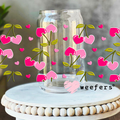 UV DTF Cup Wraps - Cherry Hearts 16oz Libbey Glass Original Size Weefers