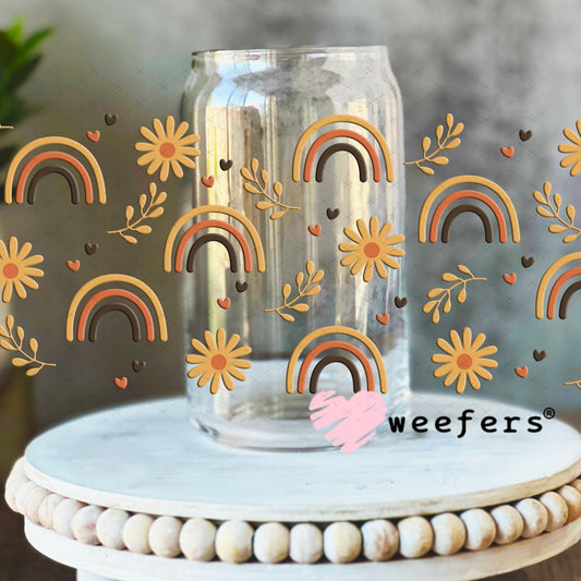 UV DTF Cup Wraps - Boho Rainbows 16oz Libbey Glass Original Size Weefers