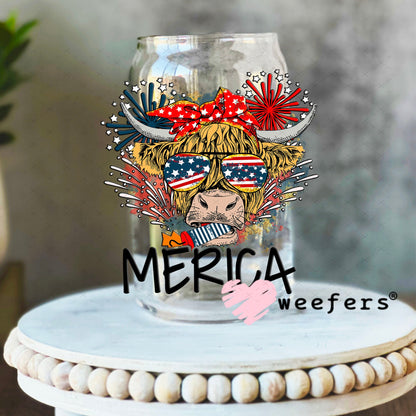 UV DTF Decal - Highlander Merica 16oz Libbey Glass Original Size Weefers