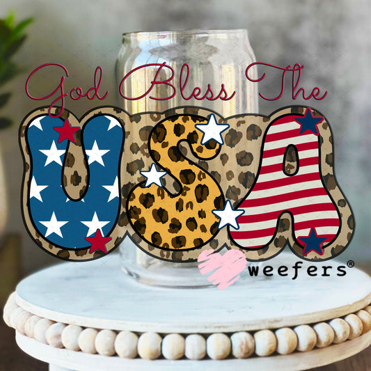 UV DTF Decal - God Bless the USA 16oz Libbey Glass Original Size Weefers