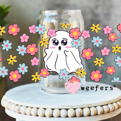 UV DTF Cup Wraps - Ghost Flowers 16oz Libbey Glass Original Size Weefers