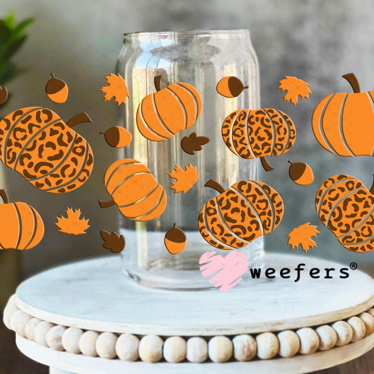 UV DTF Cup Wraps - Fall Pumpkins 16oz Libbey Glass Original Size Weefers