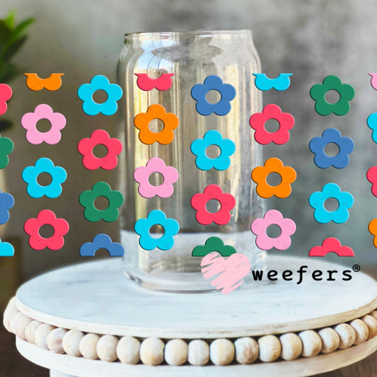 UV DTF Cup Wraps - Colorful Daisies 16oz Libbey Glass Original Size Weefers