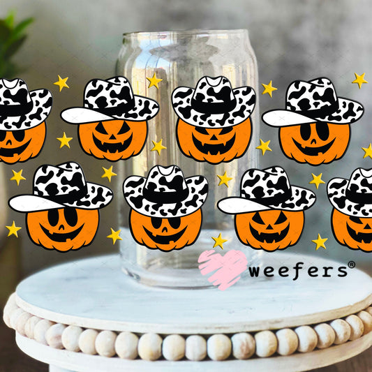 UV DTF Cup Wraps - Cowboy Pumpkins 16oz Libbey Glass Original Size Weefers