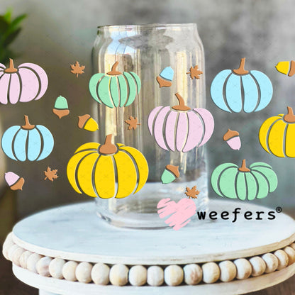 UV DTF Cup Wraps - Colorful Pumpkins 16oz Libbey Glass Original Size Weefers