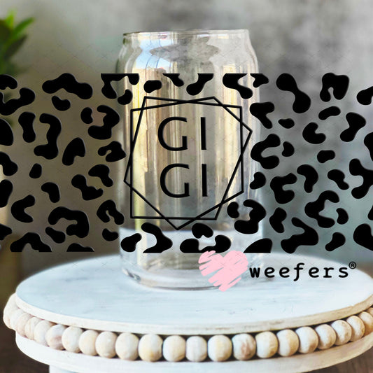 UV DTF Cup Wraps - Gigi Black Cheetah 16oz Libbey Glass Original Size Weefers