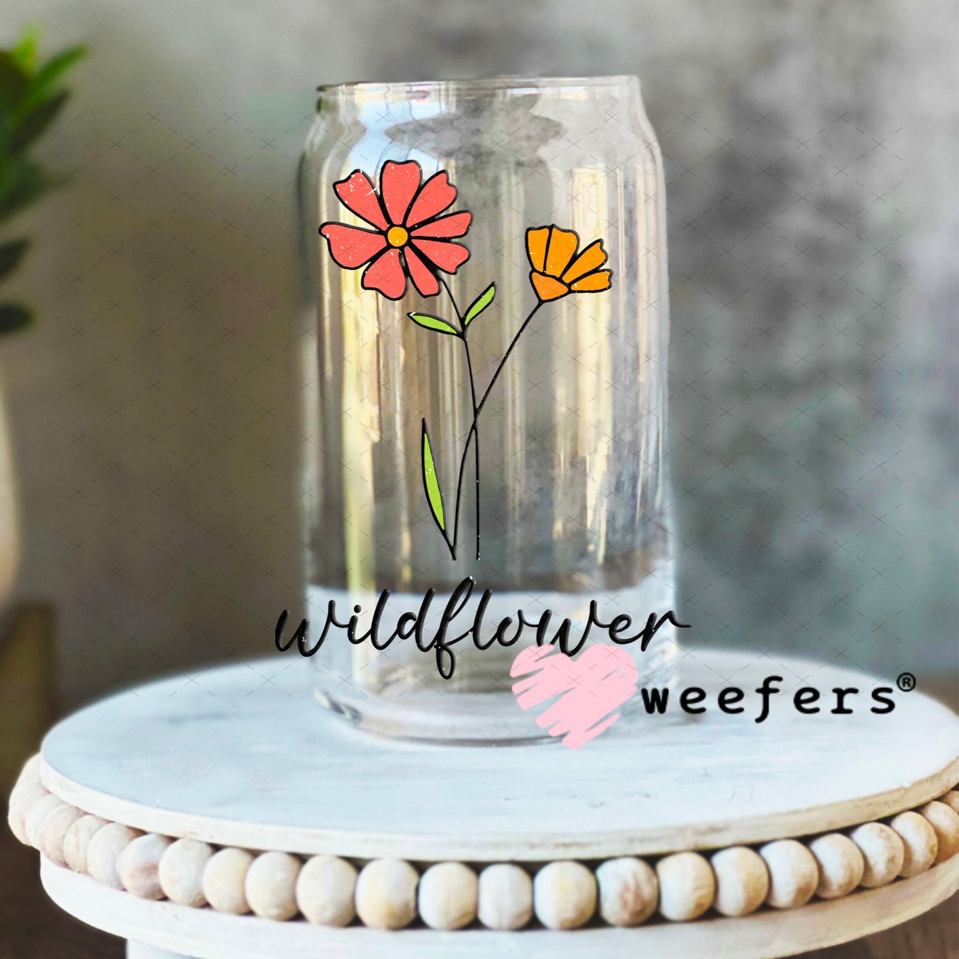 UV DTF Decal - Wildflower 16oz Libbey Glass Original Size Weefers