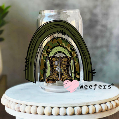 UV DTF Decal - Military To My Bonus Dad 16oz Libbey Glass Original Size Weefers