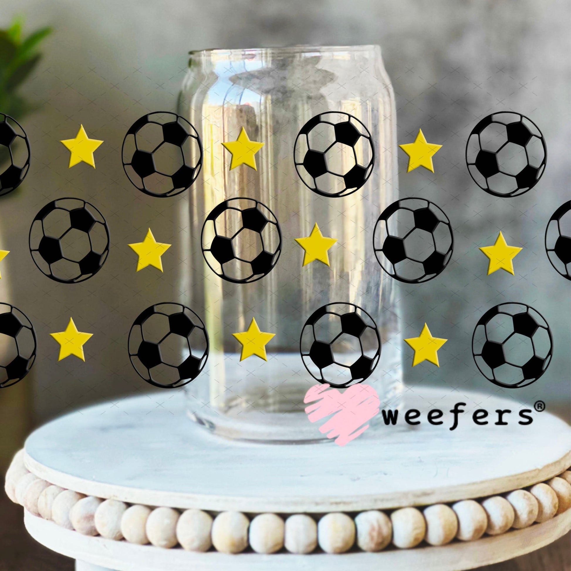 UV DTF Cup Wraps - Soccer Stars 16oz Libbey Glass Original Size Weefers