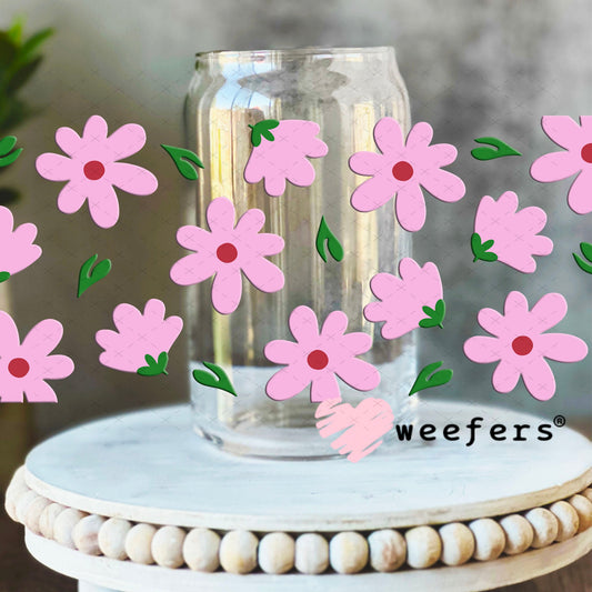 UV DTF Cup Wraps - Purple Flowers 16oz Libbey Glass Original Size Weefers
