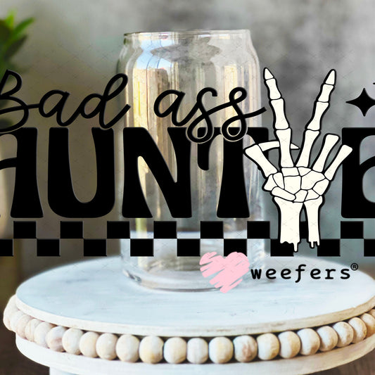 UV DTF Cup Wraps - Bad Ass Auntie 16oz Libbey Glass Original Size Weefers
