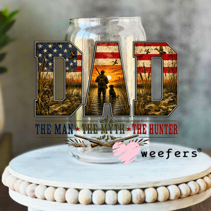 UV DTF Decal - Dad The Man The Myth The Hunter 16oz Libbey Glass Original Size Weefers