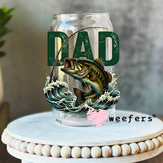 UV DTF Decal - Dad Fishing 16oz Libbey Glass Original Size Weefers