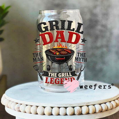 UV DTF Decal - Grill Dad the Grill Legend 16oz Libbey Glass Original Size Weefers