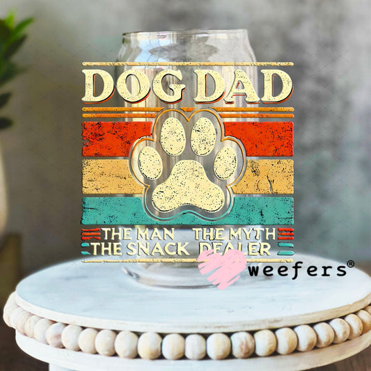UV DTF Decal - Dog Dad Snack Dealer 16oz Libbey Glass Original Size Weefers