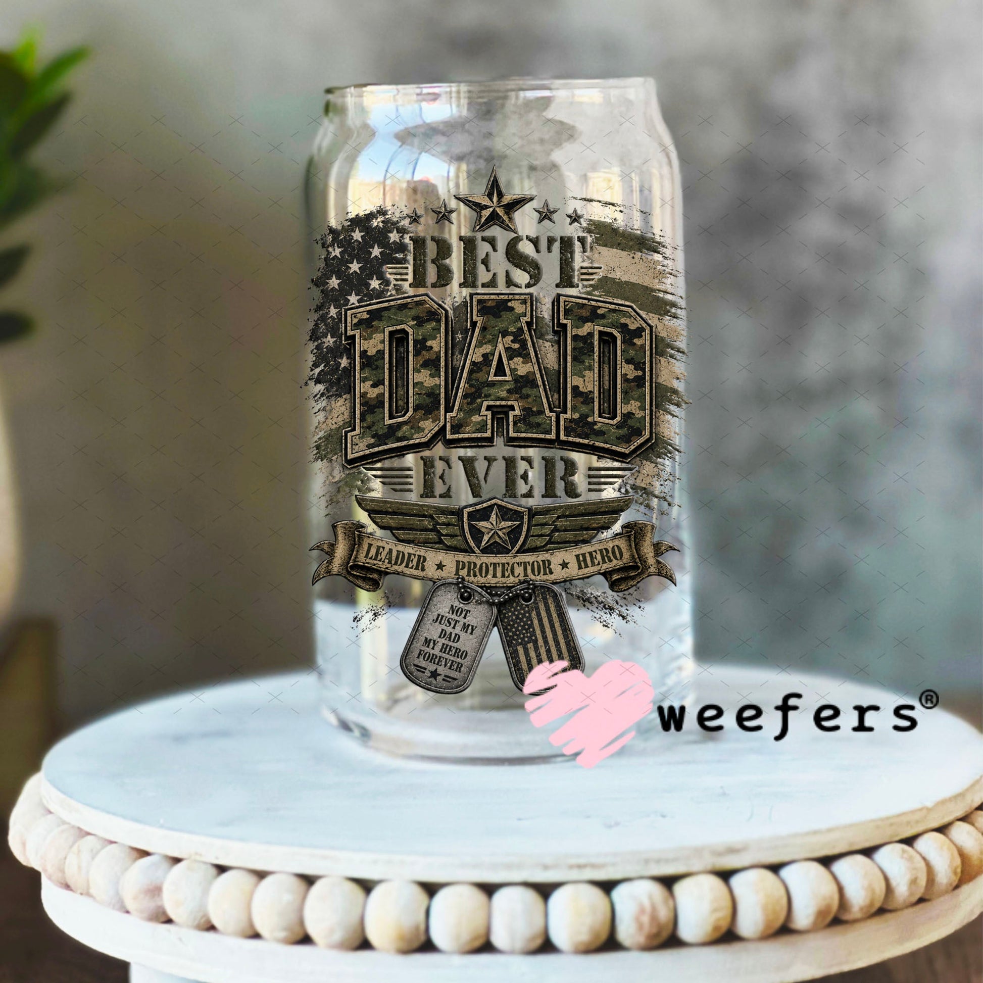 UV DTF Decal - Best Dad Ever 16oz Libbey Glass Original Size Weefers