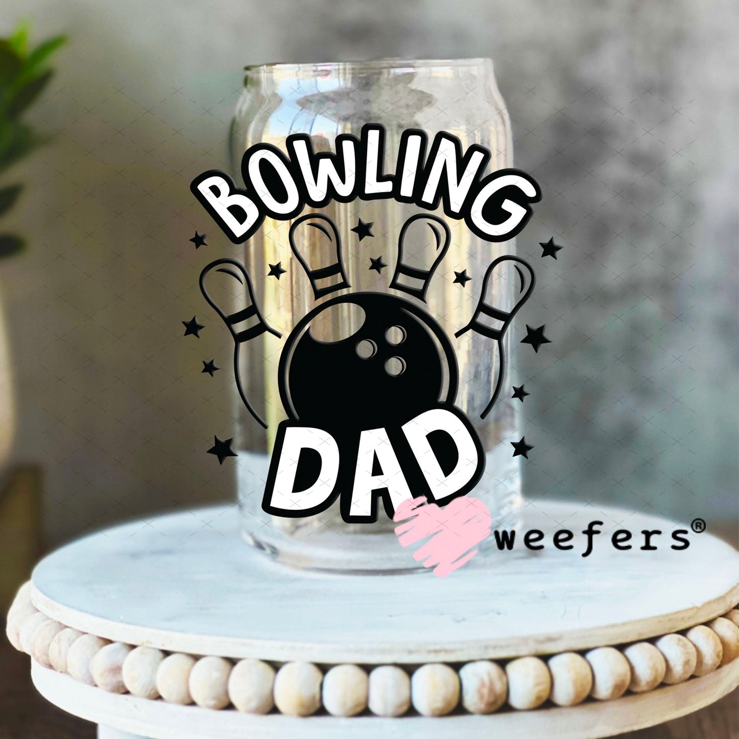 UV DTF Decal - Bowling Dad 16oz Libbey Glass Original Size Weefers