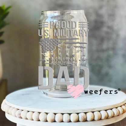 UV DTF Decal - Proud US Milityary Day 16oz Libbey Glass Original Size Weefers