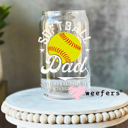 UV DTF Decal - Softball Dad 16oz Libbey Glass Original Size Weefers